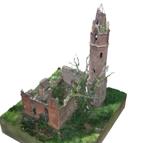 Powiększ obraz: Render modelu fotogrametrycznego - widok z lotu ptaka od strony północno-wschodniej