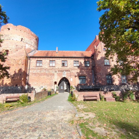 Powiększ obraz: Widok zamku w Pęzinie od strony bramy głównej.