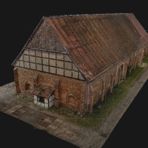 Powiększ obraz: Chmura punktów stodoły/owczarnii z zespołu klasztornego w Kołbaczu