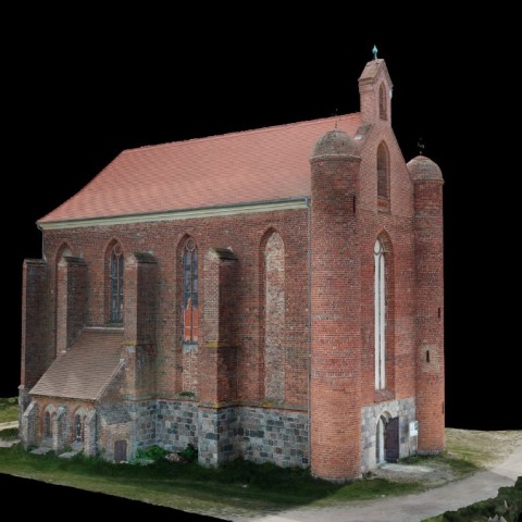 Powiększ obraz: Render modelu fotogrametrycznego - widok ogólny z lotu ptaka od strony północno-zachodniej