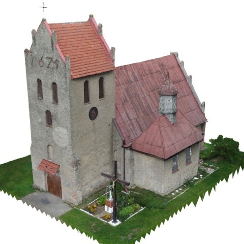 Powiększ obraz: Render modelu fotogrametrycznego - widok z lotu ptaka od strony południowo-zachodniej